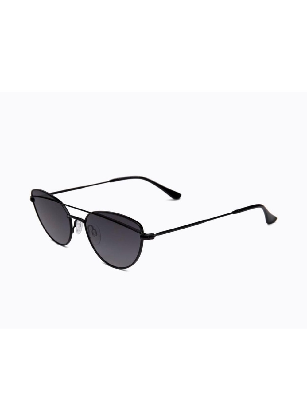 Women’s Black Metal Frame Sunglasses - Slim Cat Eye Style